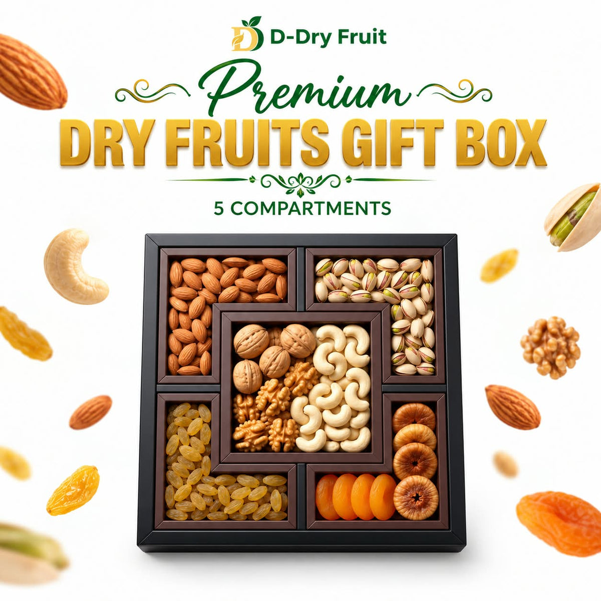 Premium 5 Dry Fruits Gift Box – Luxury Assortment | Perfect for Gifting